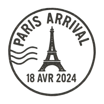 PNG Paris arrival stamp illustration