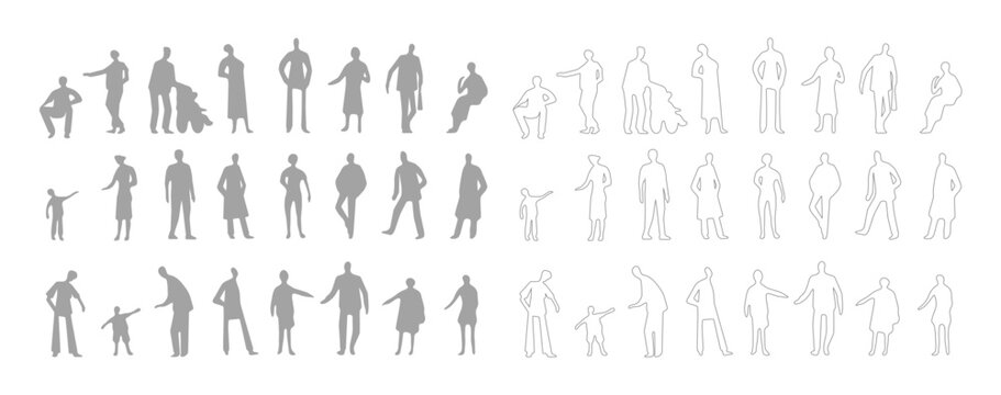 Simplified people models for architecture, landscaping, and urban planning projects.
