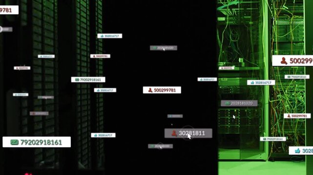 Central pane showing labels triggered by cursor hover, clustering then clearing for tech alerts