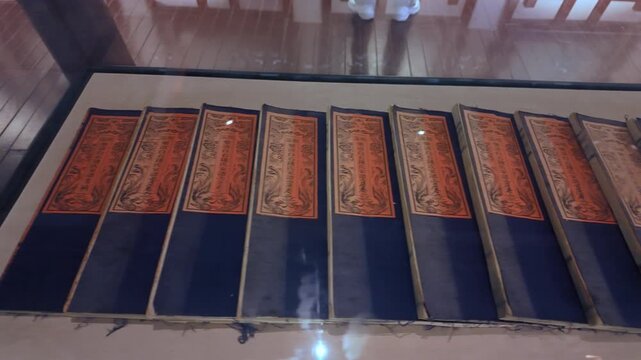 The ancient books exhibited in the Qianwang Temple in Hangzhou