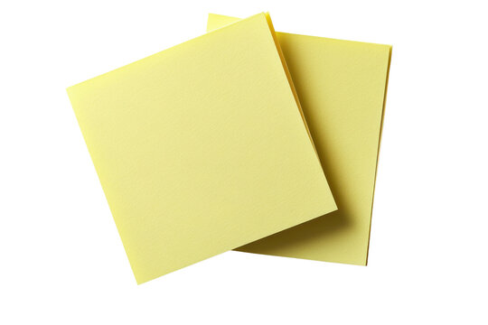 Two yellow sticky notes overlapping on a black background paper notepad, Isolated On White, Png Transparent, Cut Out