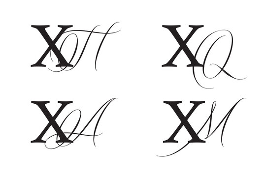 Creative Letter XH, XQ, XA, XM, Logo Vector With white Color. Abstract Linked Letter Logo Design