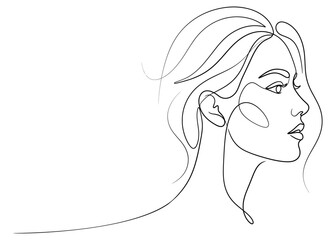 Naklejka premium Continuous One Line Drawing Female Face Abstract Beauty Minimalist Vector_26