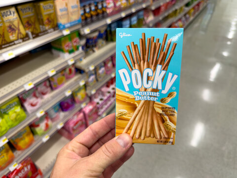 Pocky Peanut Butter Biscuit Sticks Snack Box Grocery Aisle