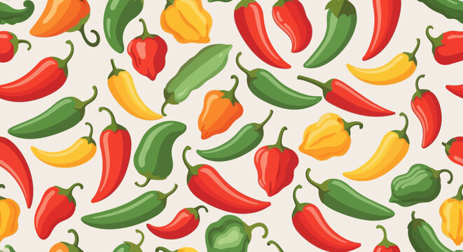 Colorful Chili Pepper Pattern.