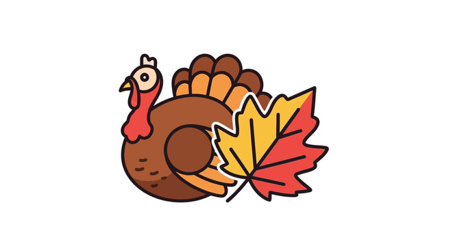 Cartoon Turkey Bird Fall Seasonal Character.