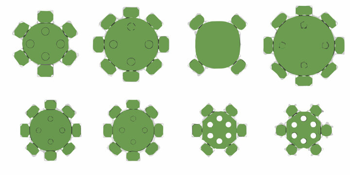 Overhead view of green stylized turtle shapes in a grid pattern