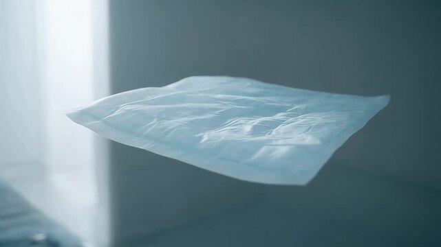 Floating crumpled plastic sheet