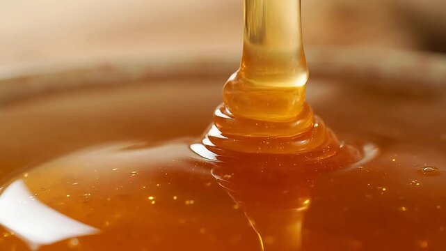 Honey flowing into a pool