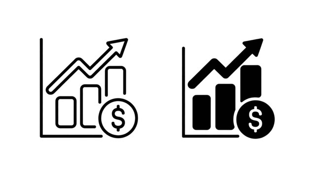Growth icons featuring upward trends and dollar signs alongside bar charts Vector