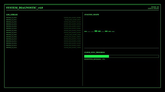System Diagnostic Secure Data Packet Cloud Sync Processing Digital Tech Concept.