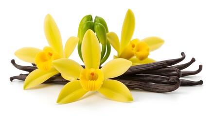 Obraz premium Vanilla bean and blossoms aromatic spice and delicate flowers