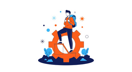 Naklejka premium Career Growth and Business Progress Flat Vector Illustration