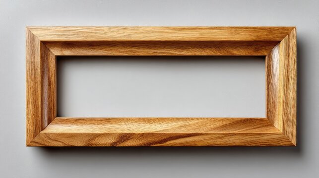 Elegant Wooden Frame on Gray Background for Artwork Display, Photography or Interior Design Projects with Minimalistic Aesthetic Appeal