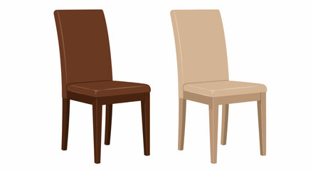 Fototapeta premium Two modern dining chairs, one brown, one beige, isolated on white background