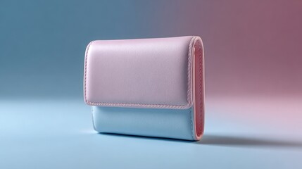 Fototapeta premium Stylish pastel wallet with zipper, featuring smooth leather texture, perfect for women’s fashion and daily use in essential accessories or gift ideas.
