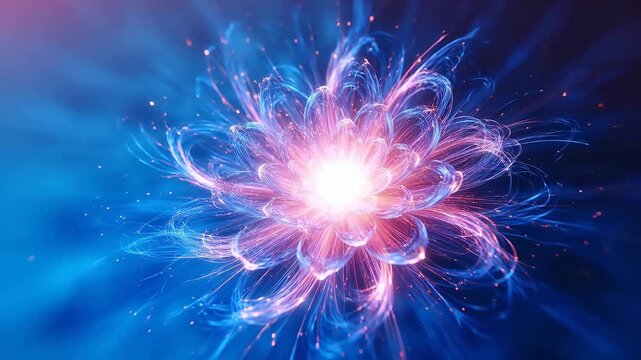 Abstract light flower with glowing petals on dark background