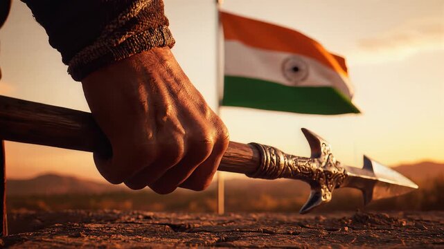 Maharana pratap historical warrior spirit with spear and indian flag