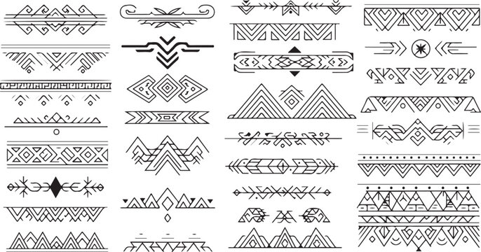 Collection of tribal patterns and designs vector