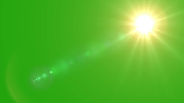 sun shining light optical lens flare effect with rotating sunlight rays on green background Chroma Key ,
golden shining Sunlight rays of light optical lens flare bright light on grren background
