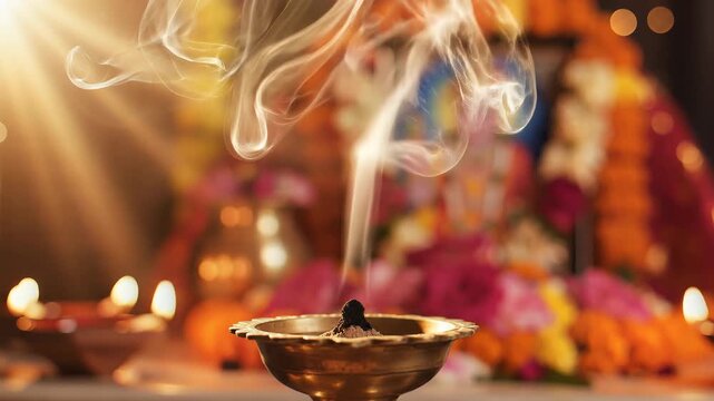 Maharana Pratap devotional prayer with incense smoke and deity