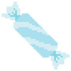 Fototapeta premium Blue Pixel Wrapped Candy Vector Cute 8 Bit Retro Sweet Illustration