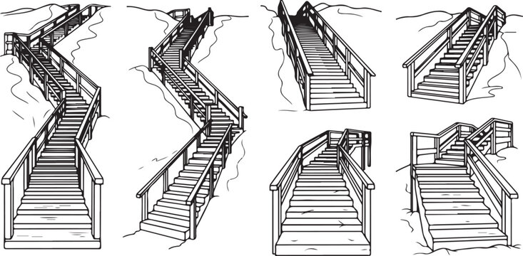 Architectural sketches showing variations in building facade designs Vector