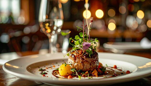 Gourmet dish presentation on elegant plate