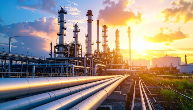 Industrial plant at sunset