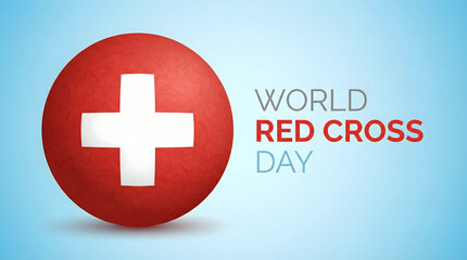 Fototapeta premium World Red Cross Day Celebration with Red Cross Emblem on Blue Background