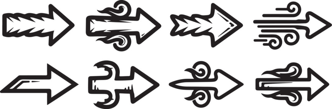 Various modes of transportation illustrated with arrows indicating direction Vector