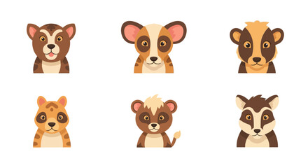 Cute Lemur Faces Collection: Vector Icons of Adorable Madagascar Animals © Reynand