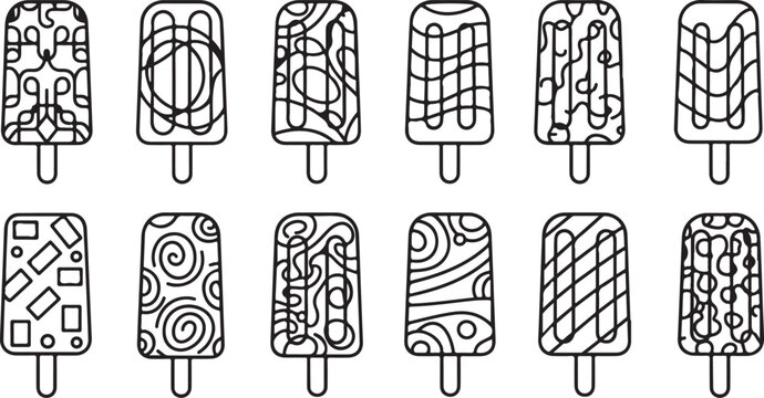 Black and white sketches of various brain structures and sections Vector