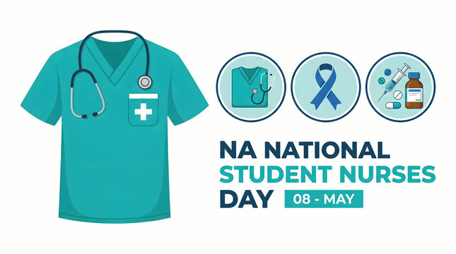 National Student Nurses Day, nurse uniform and medical icons