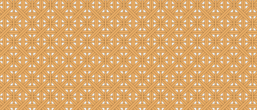 Seamless bamboo weave lattice pattern. Geometric interlaced wicker texture. pattern with interwoven diagonal lines.Basket weave texture. 