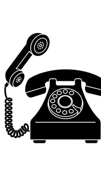 Retro Rotary Dial Telephone Silhouette, Vintage Communication Device Icon