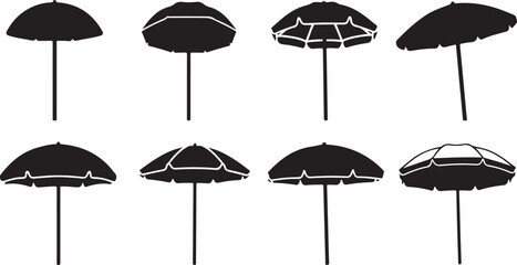 Various styles of black umbrellas standing upright Vector © rohan