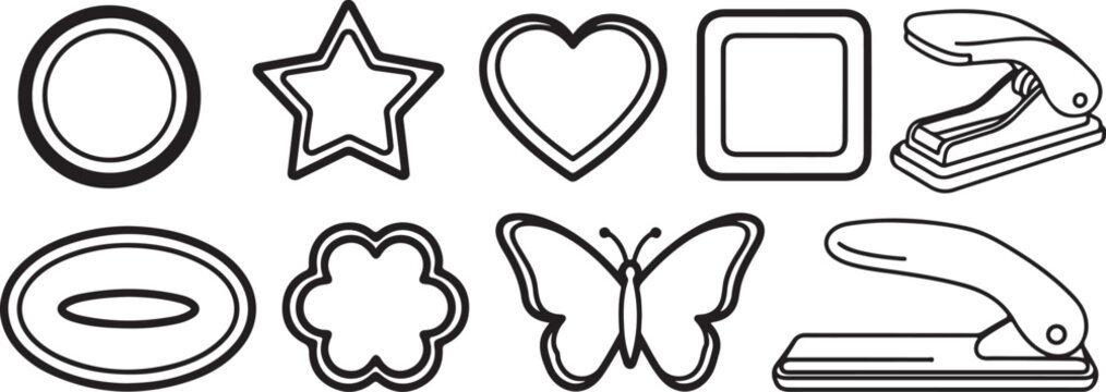 Hand-drawn symbols of objects and shapes in simple black lines Vector