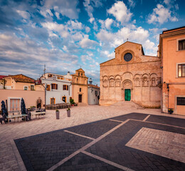 Obraz premium Adorable summer view of Saint Mary of the Purification Catholic cathedral. Exciting morning cityscape of Termoli port, Italy, Europe. Traveling concept background.
