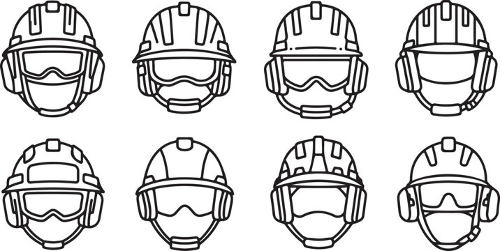 A collection of black and white line drawings of different human faces Vector