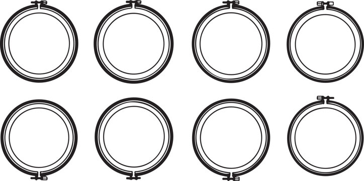 Eight different styles of black metal eyeglass frames with round lenses Vector