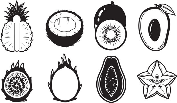 A colorful array of fruits and vegetables on a white background Vector