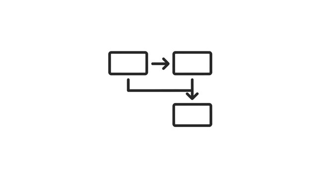 Simple flowchart diagram illustrating a process with parallel and sequential steps, represented by three interconnected rectangular boxes and arrows.