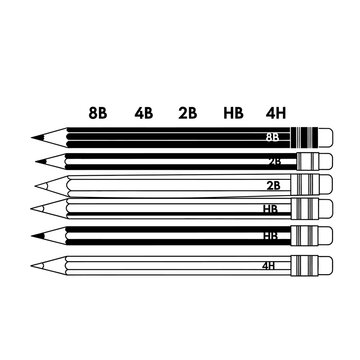 Pencil Hardness Scale Comparison: 8B to 4H Graphite Drawing Tools