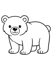 Fototapeta premium Simple line illustration of a cute bear in a minimalist cartoon style.