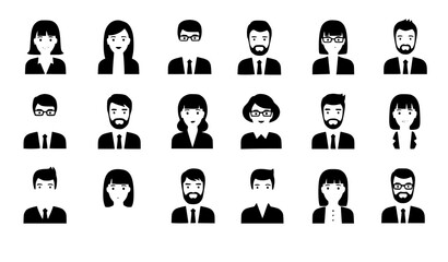 Fototapeta premium Business people avatar collection corporate team profiles flat vector isolated on white background