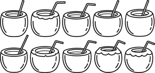 Obraz premium A group of ten identical copper pots arranged in two rows Vector
