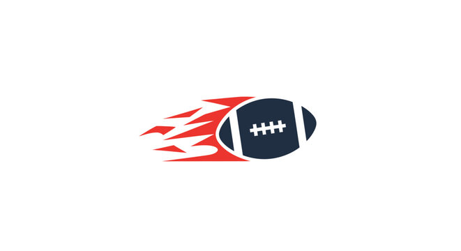 American Football Flying with Flames Graphic.