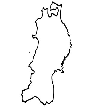 東北地図 筆タッチ 和風  東日本 / A brushstroke map of Tohoku