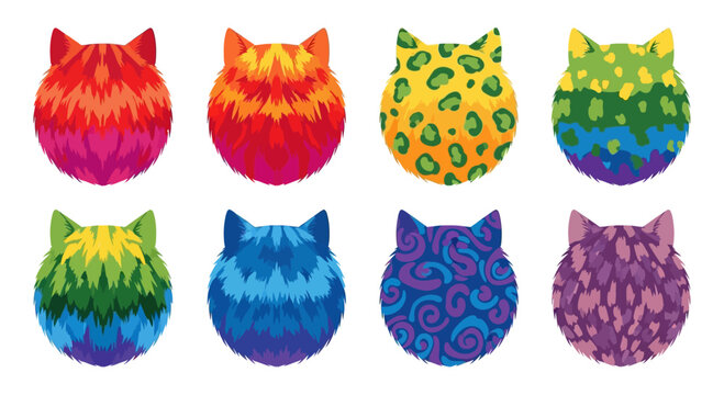 Vibrant Cat Heads Collection: Abstract, Colorful, Pixel Art Designs